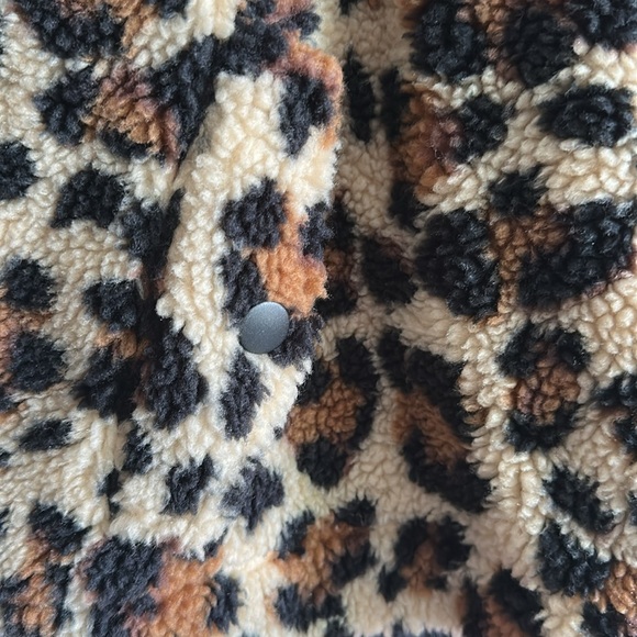 J. Crew Teddy Jacket Brown and Black Leopard Print Oversized Fit - Picture 7 of 8